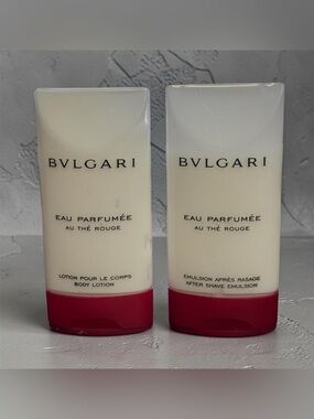 BVLGARI Eau Parfumee Au the Rouge After Shave Emulsion & Body Lotion 2PK NEW 1oz